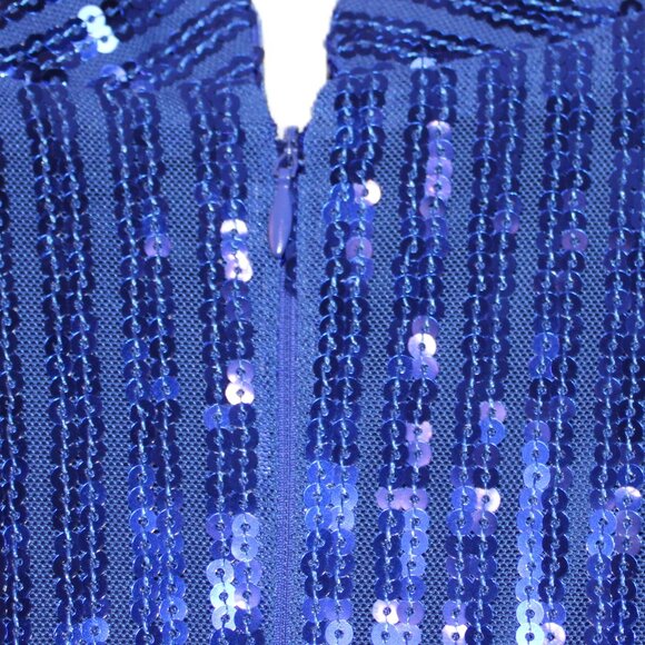 Coloiura Elegant Sequin Tassel Bodycon Midi Dress Blue Size Med - Picture 10 of 15